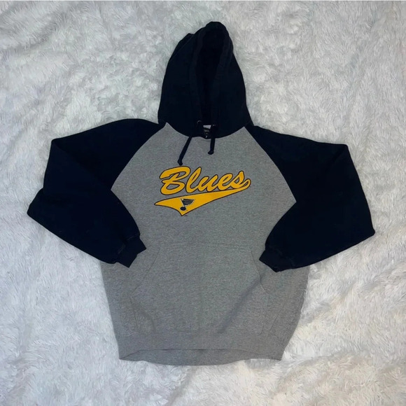 St. Louis Blues NHL Hockey Jersey Gray and Navy Hoodie size Large - Picture 4 of 4